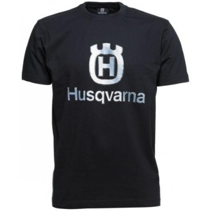 Футболка синяя Husqvarna с большим логотипом (M)